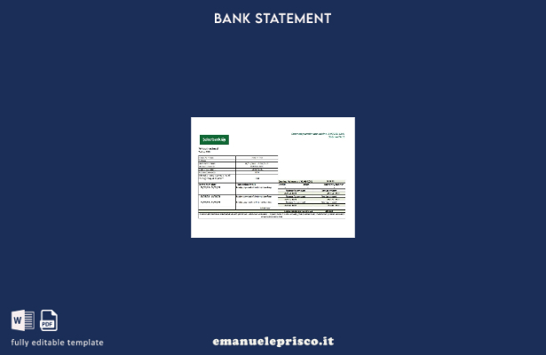 modello Excel di estratto conto bancario Sekerbank Turchia in stile verificato